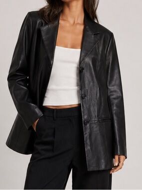 Preston & York Black Faux Leather Blazer